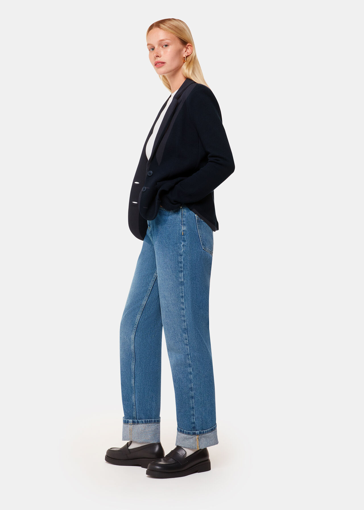 Slim Jersey Jacket Navy