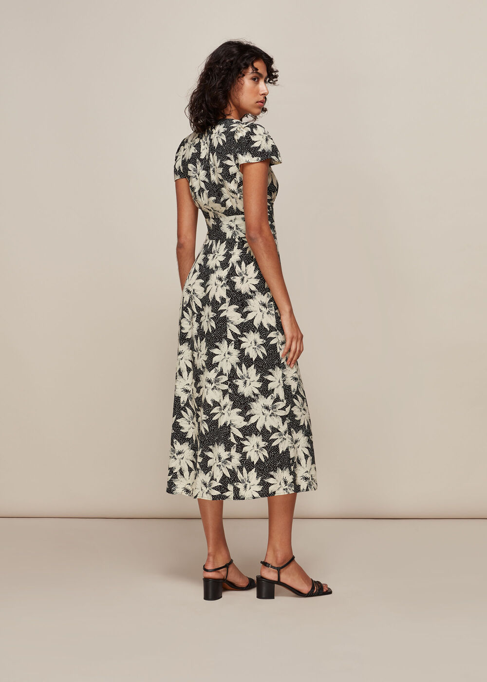 Starburst Floral Print Dress Black/Multi