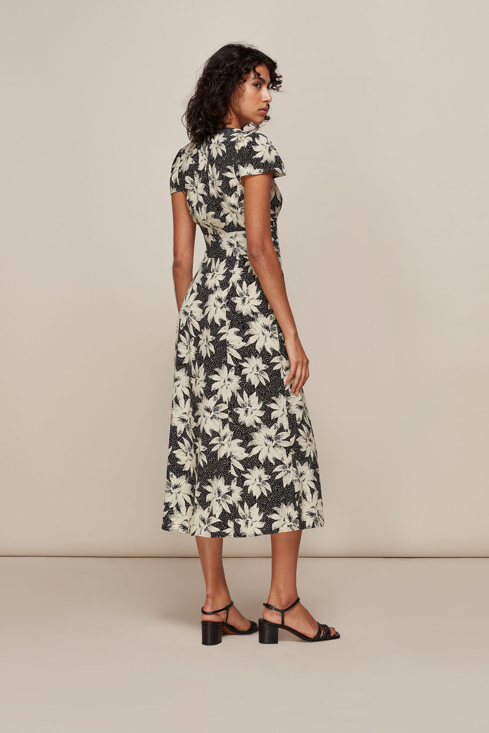 Starburst Floral Print Dress Black/Multi