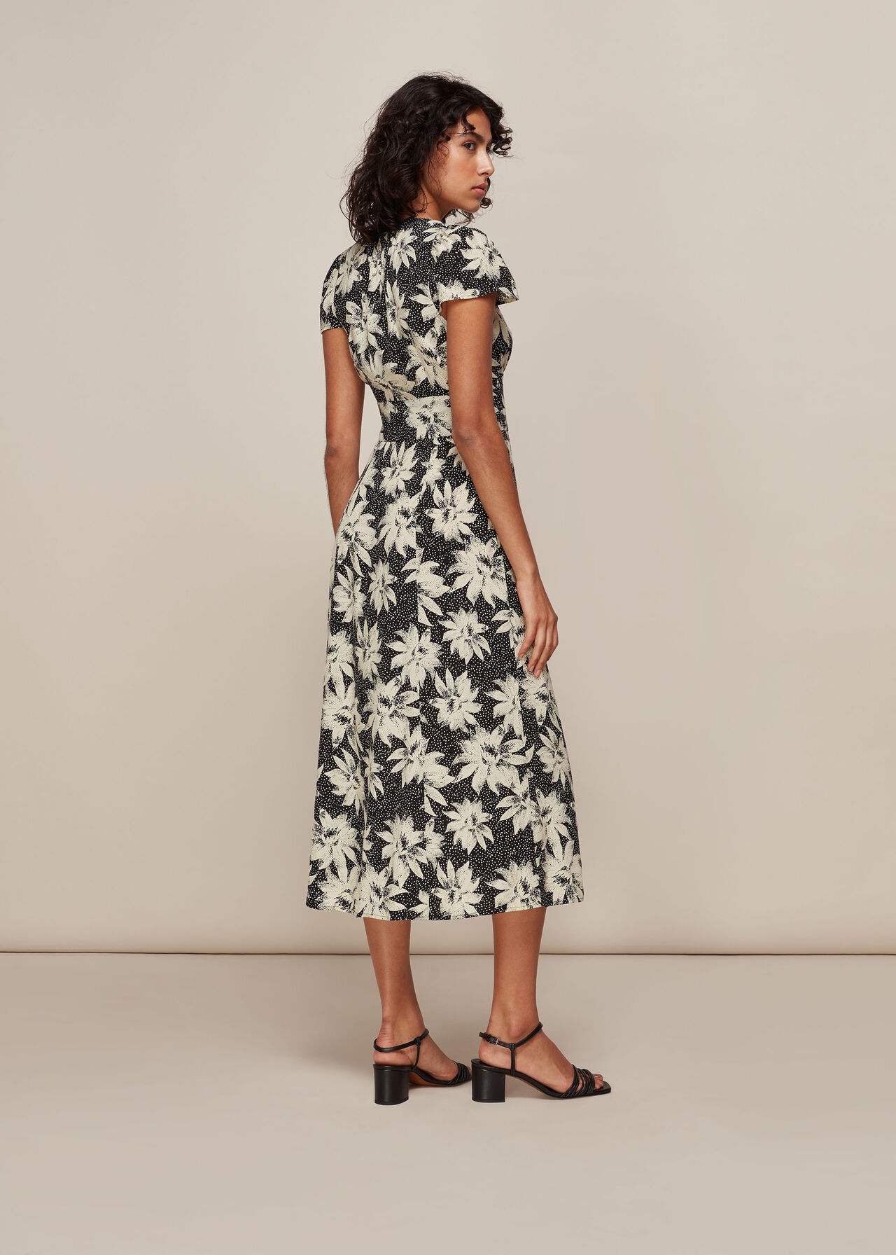 Starburst Floral Print Dress Black/Multi