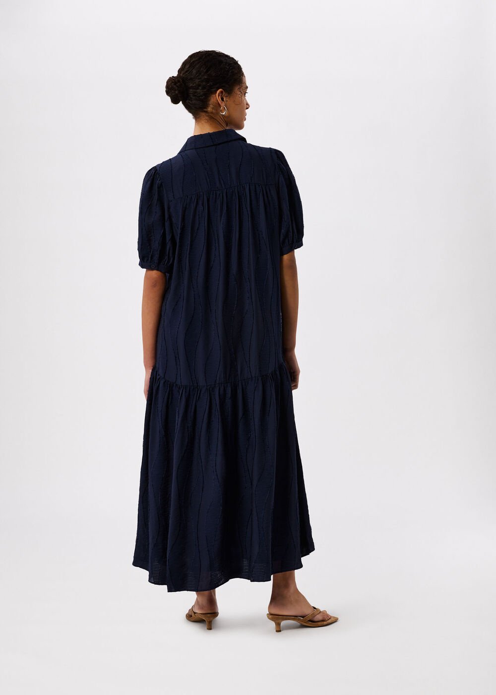 Textured Drop Waist Midi Dress