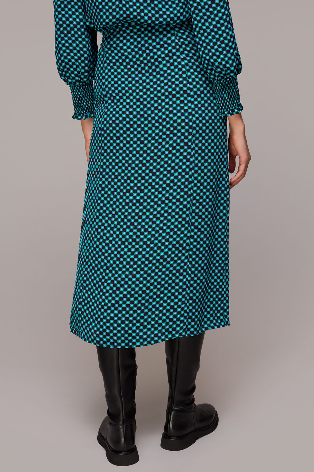 Star Check Button Front Skirt