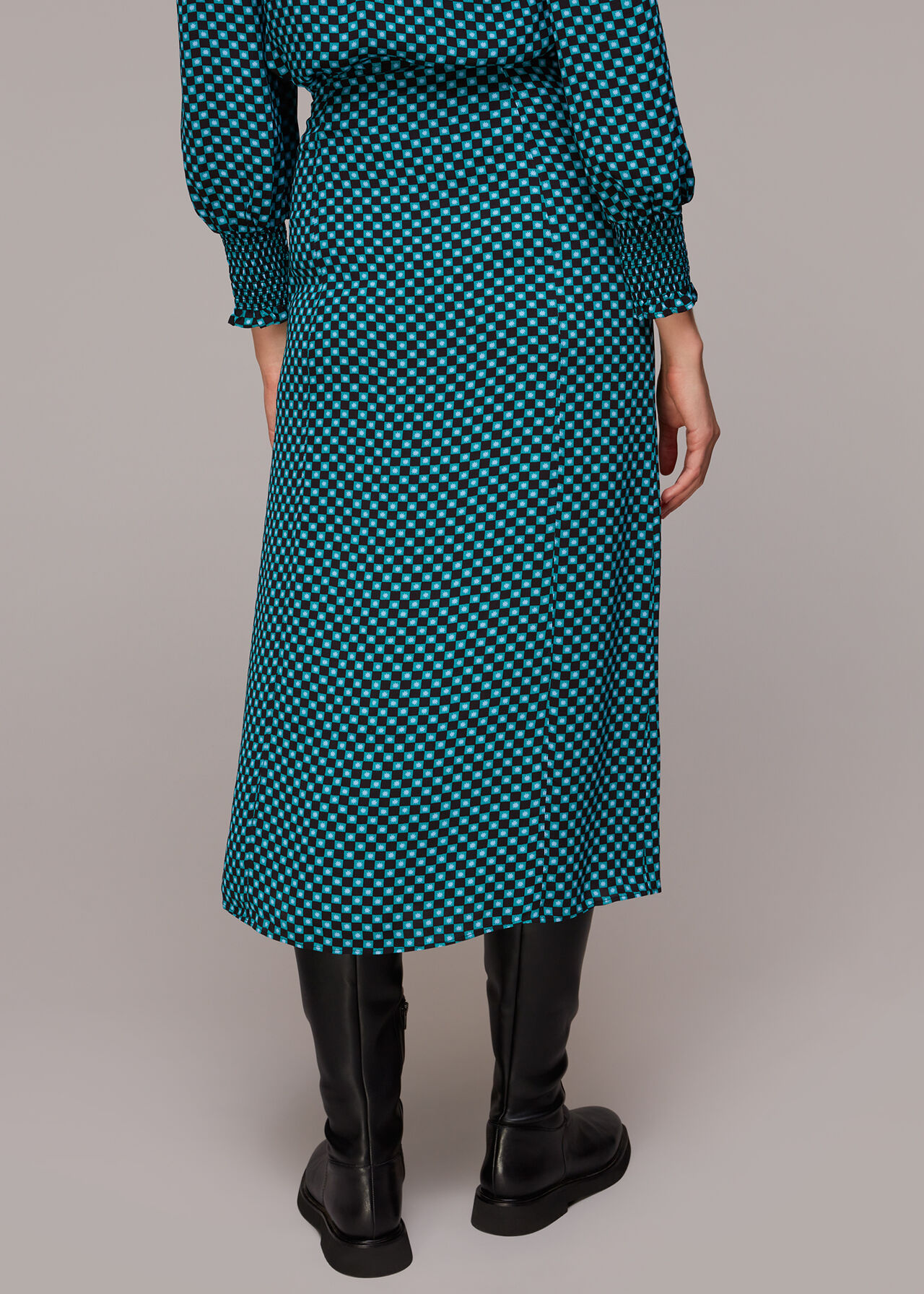Star Check Button Front Skirt