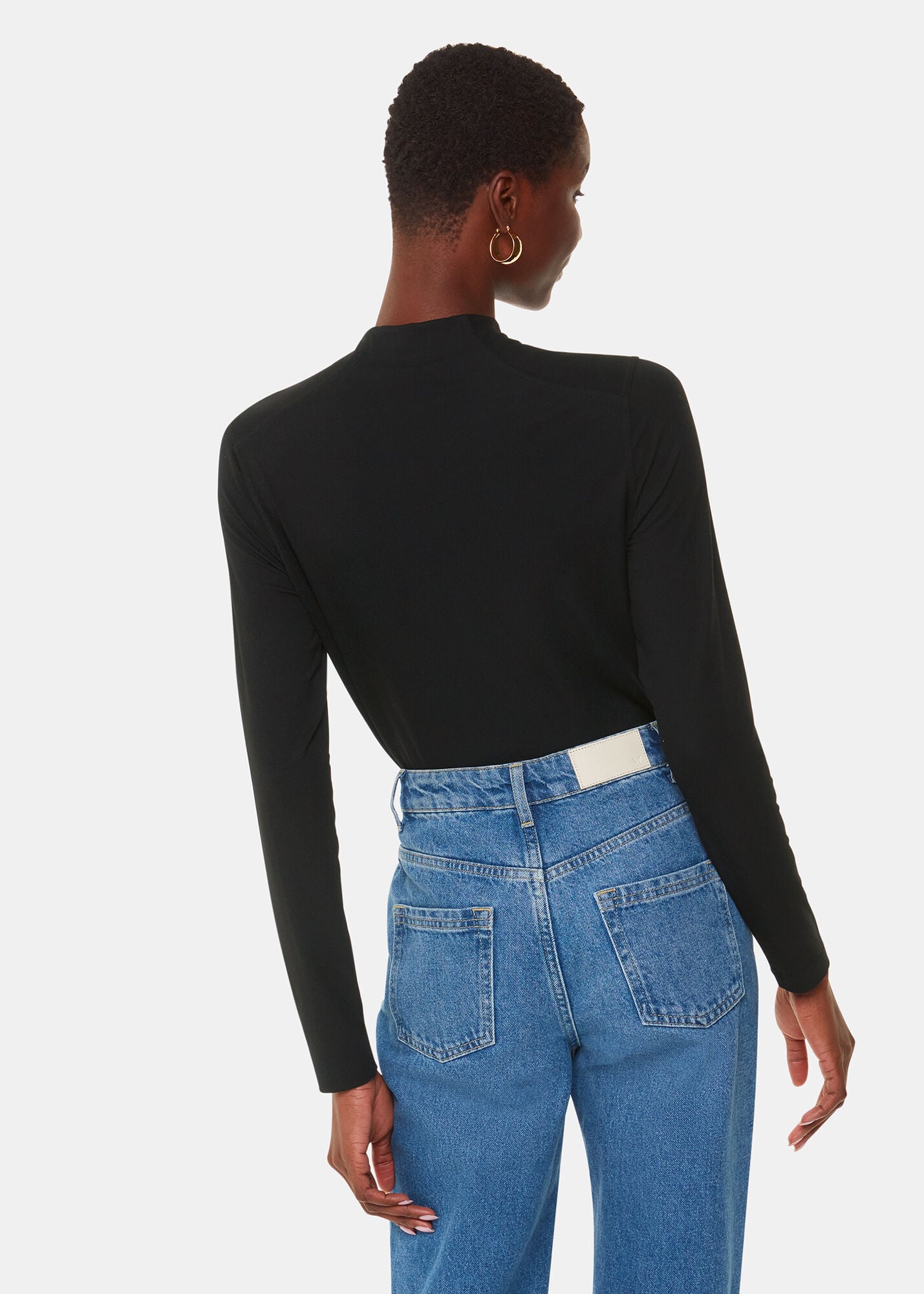 Black Ruched Front Detail Jersey Top | WHISTLES | Whistles US |