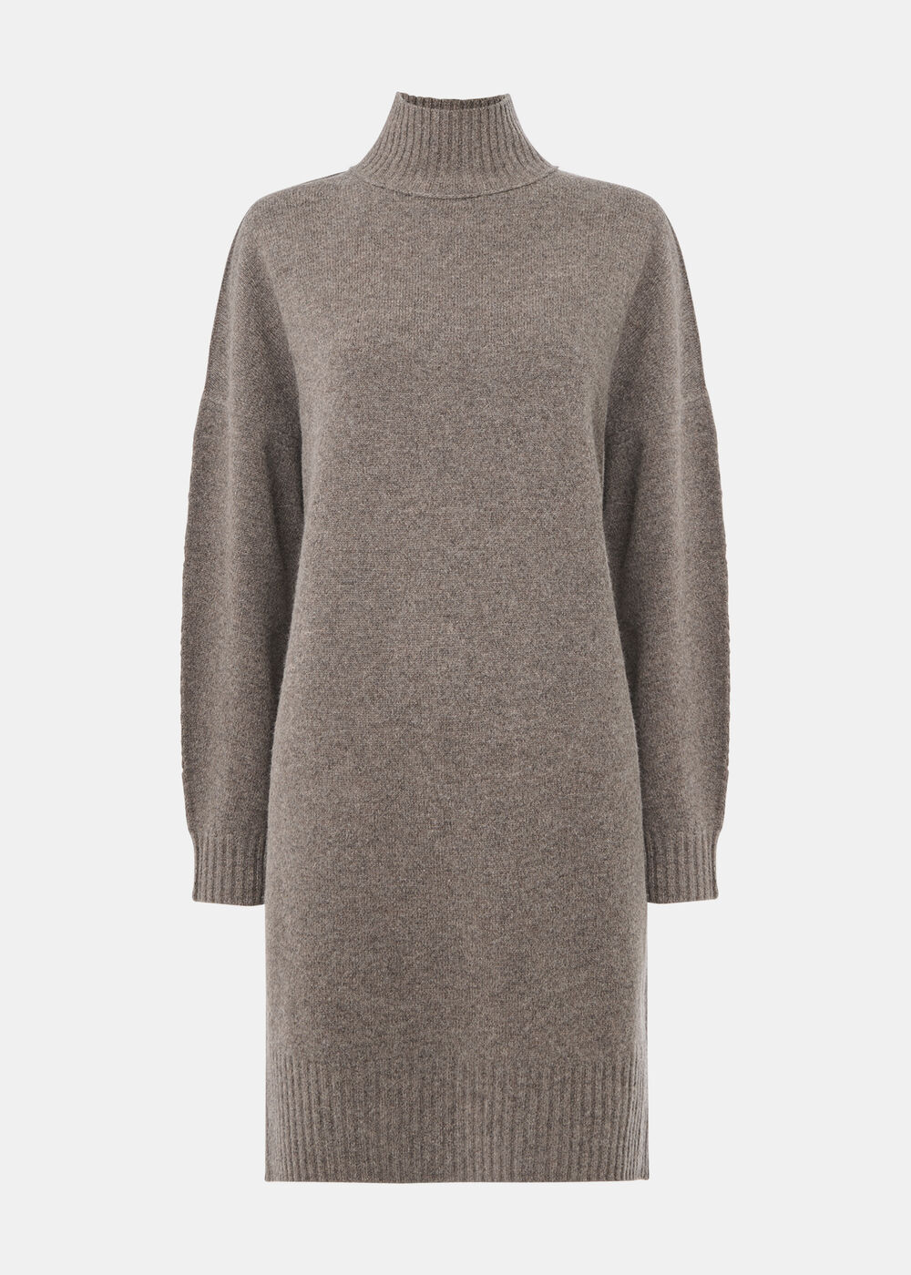 Funnel Neck Wool Mini Dress
