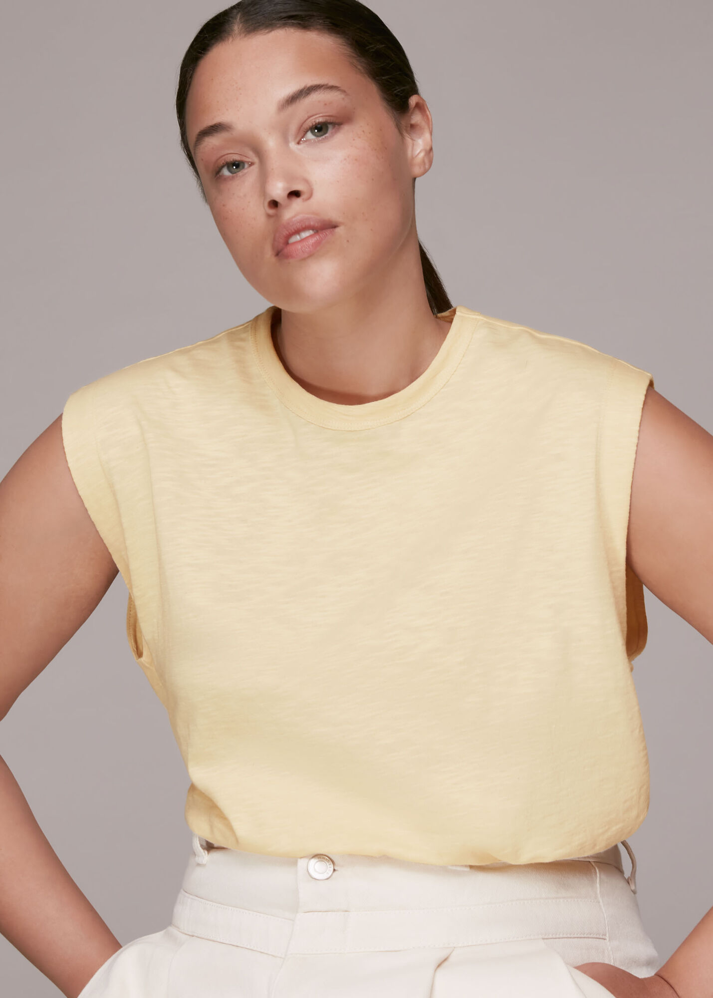 Pale Yellow Easy Organic Muscle Vest WHISTLES