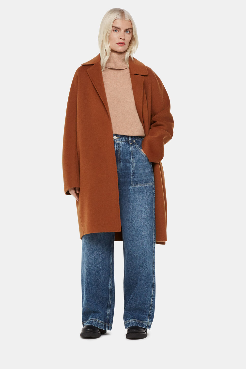 Camel Petite Cashmere Turtleneck Sweater
