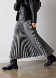 Petite Check Pleated Midi Skirt