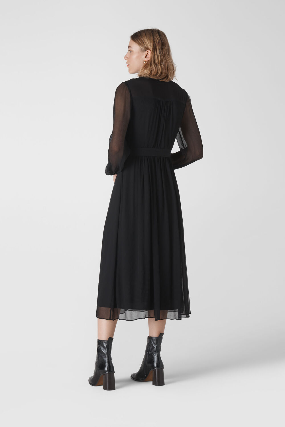 Bethany Belted Midi Dress Black