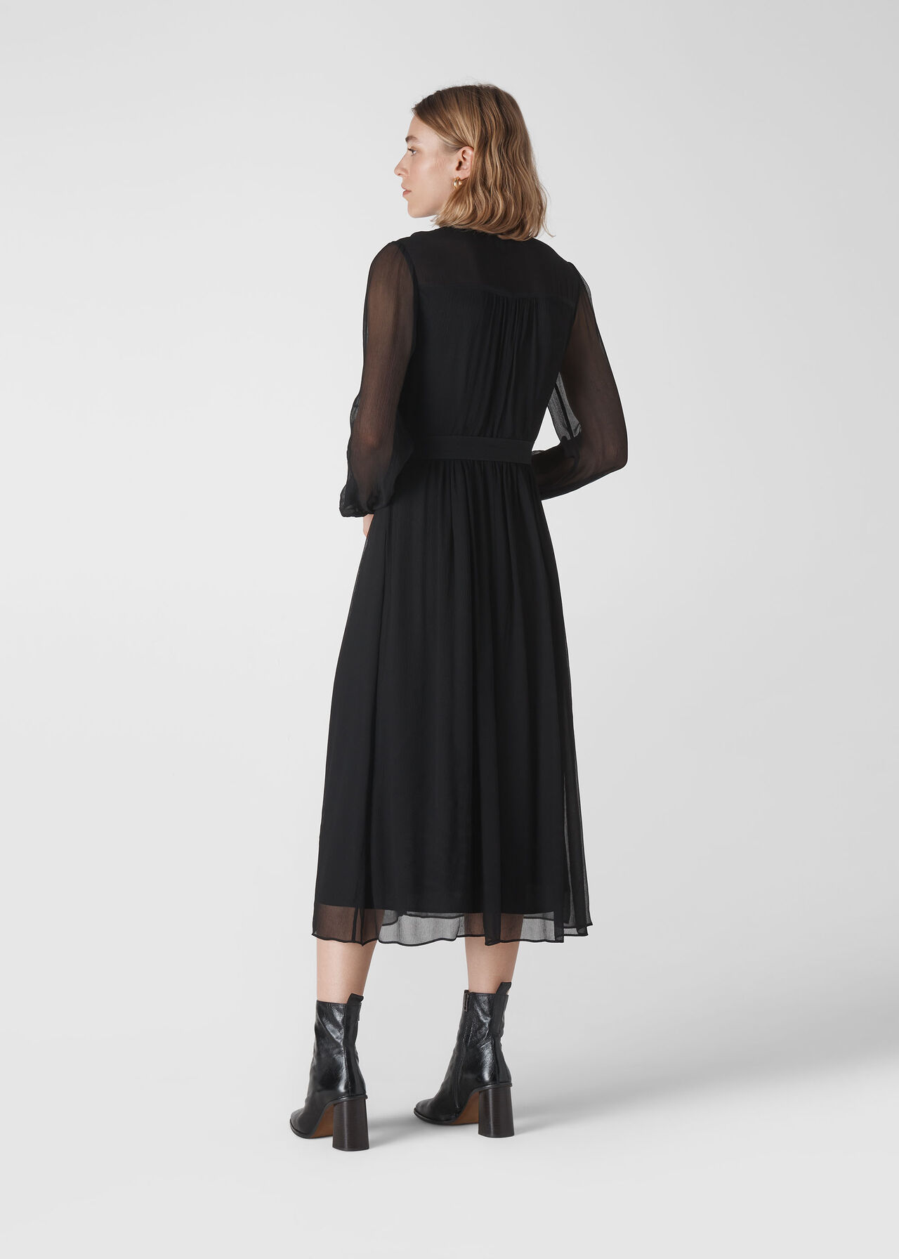 Black Bethany Belted Midi Dress | WHISTLES | Whistles US