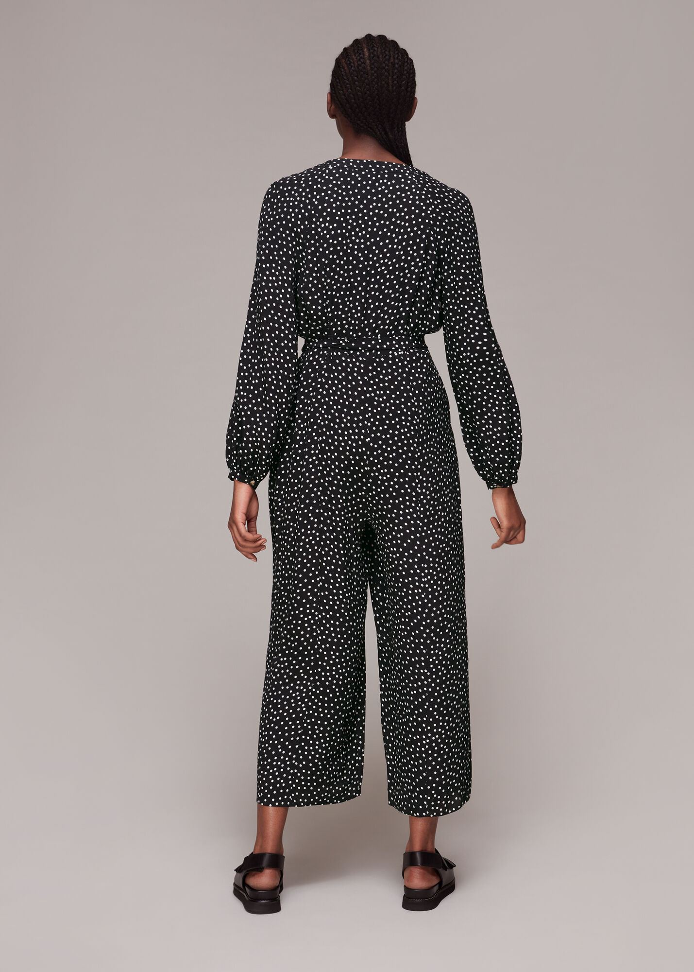 Black And White Lottie Spot Print Jumpsuit WHISTLES Whistles