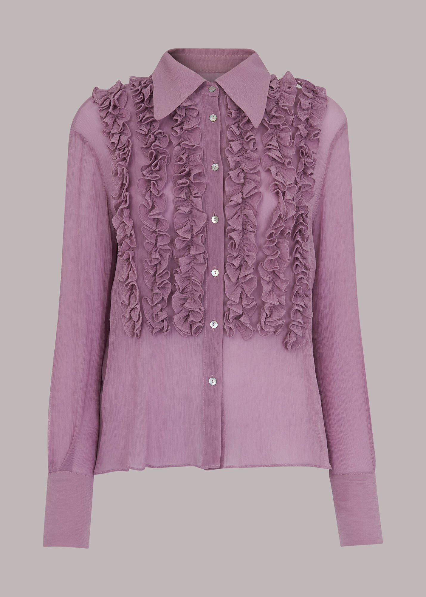 Lavender ruffle blouse top