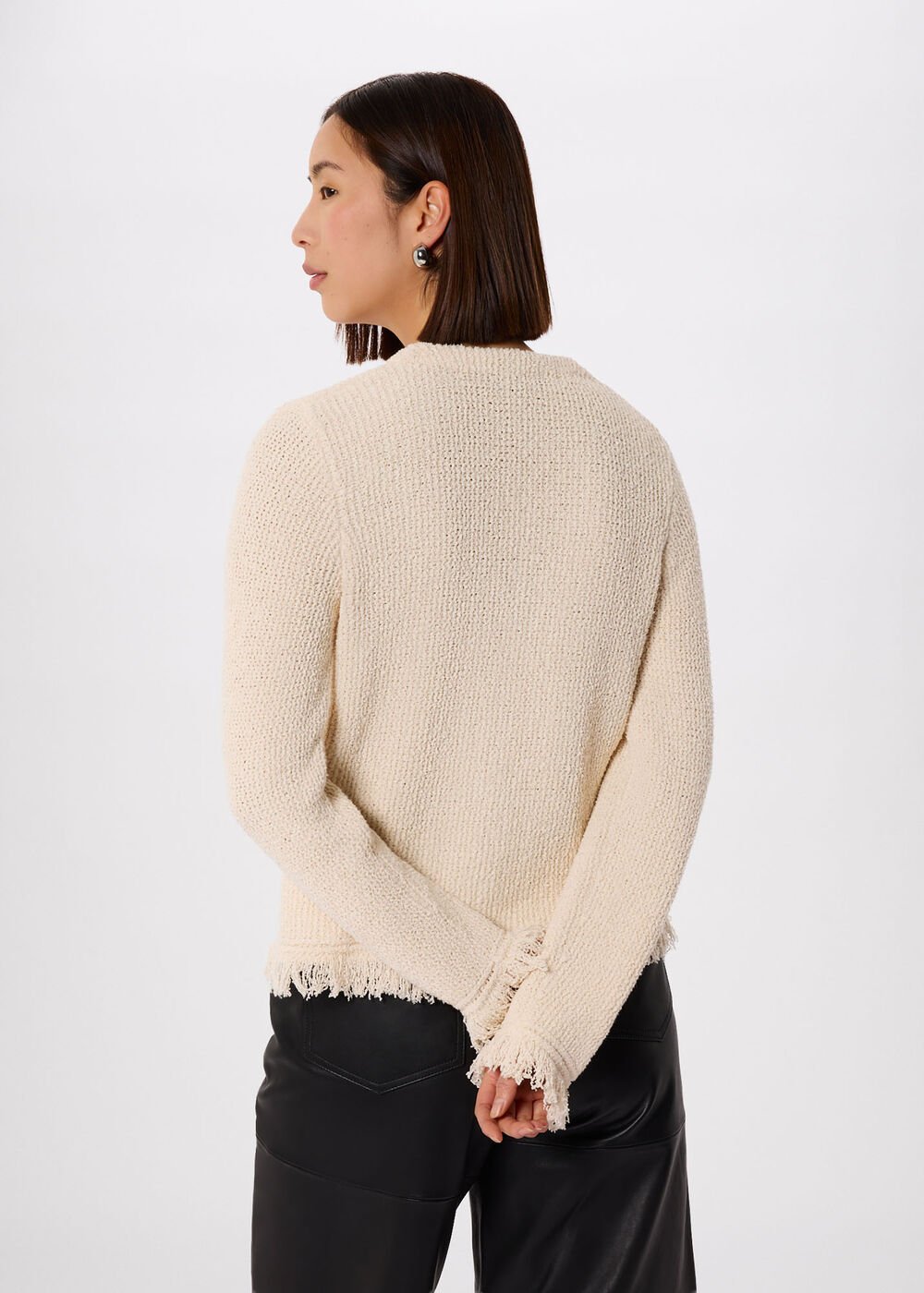 Cotton Boucle Fringe Cardigan