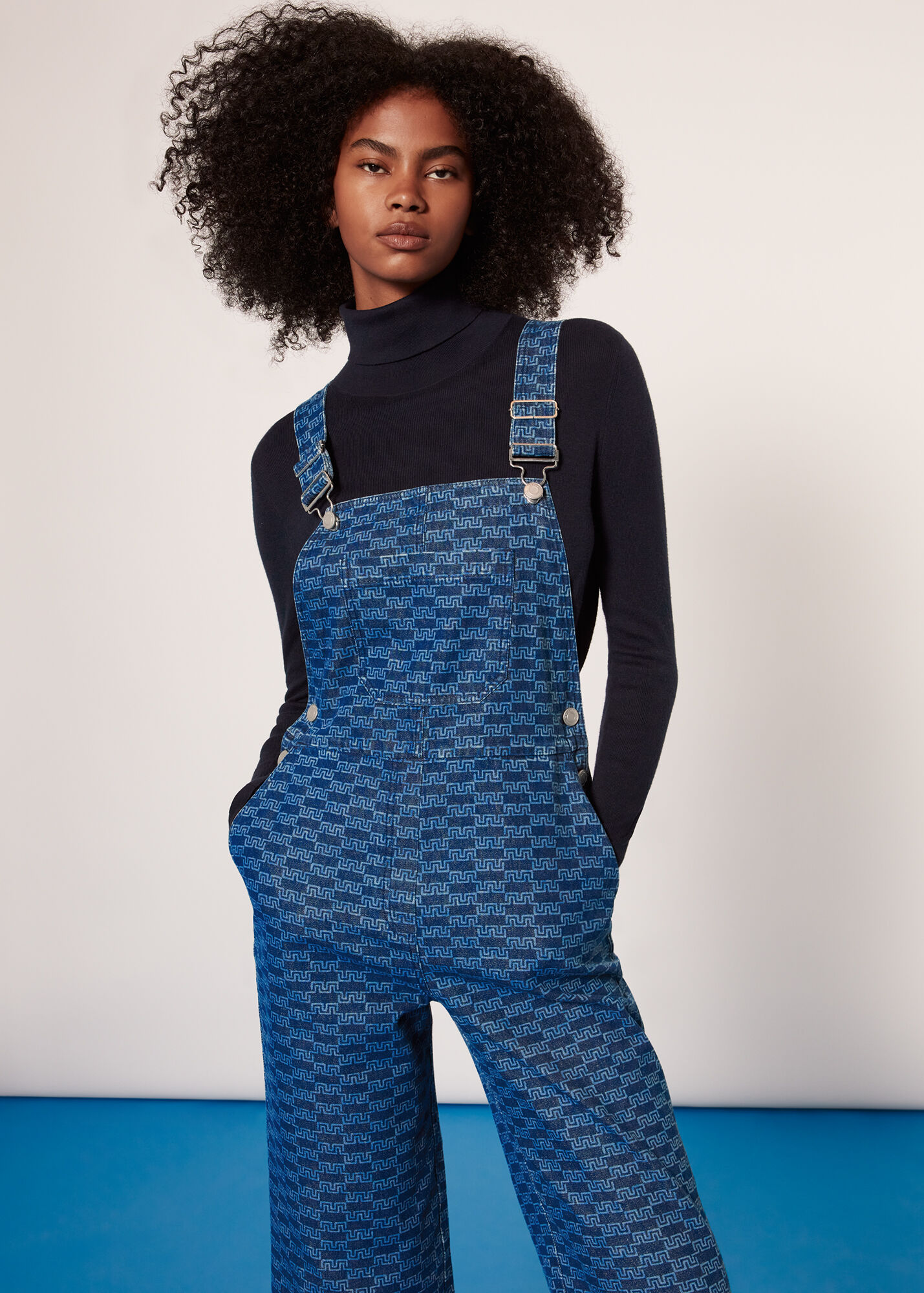 Denim Tangle Check Dungaree WHISTLES