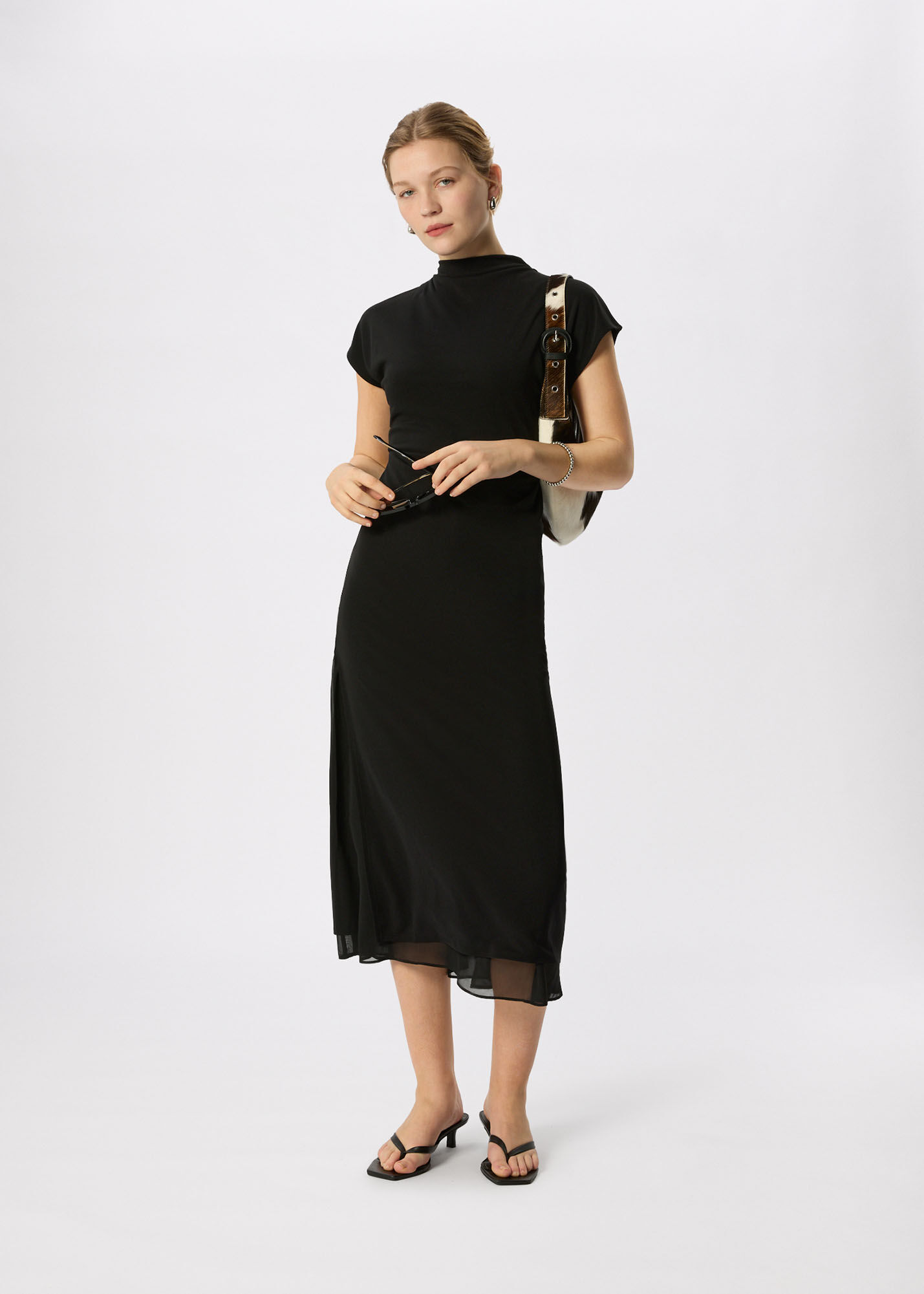Black Jersey Sheer Underlayer Dress | WHISTLES | Whistles US |