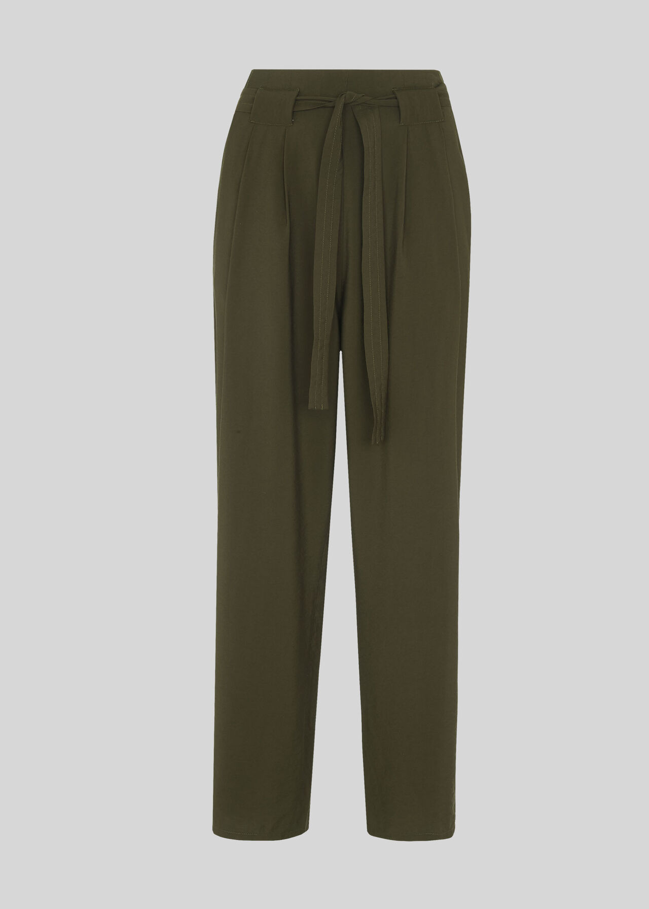 Belted Casual Crop Trouser Khaki