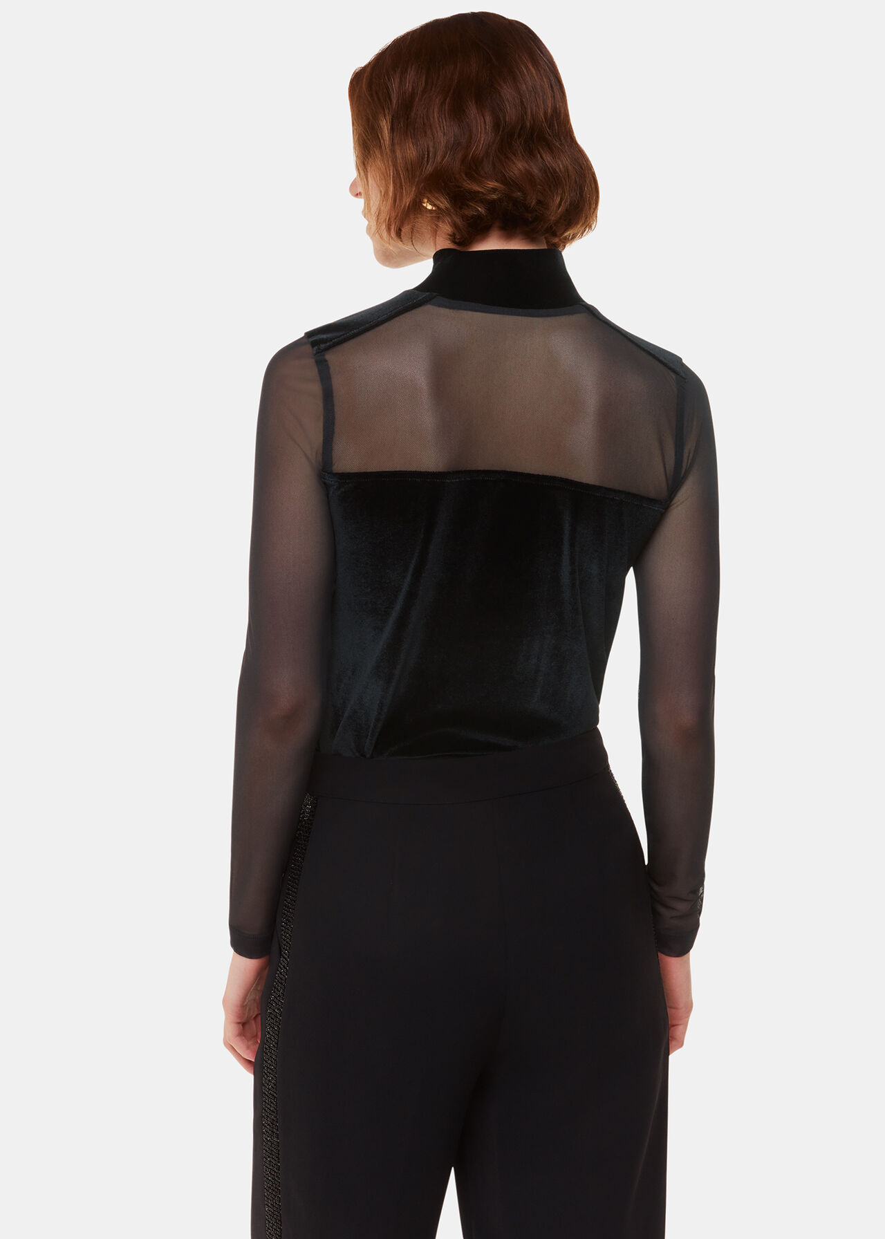 Velvet Mesh Sleeve Top