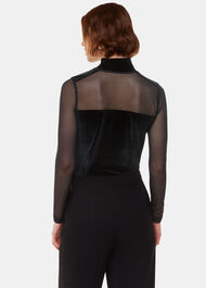 Velvet Mesh Sleeve Top