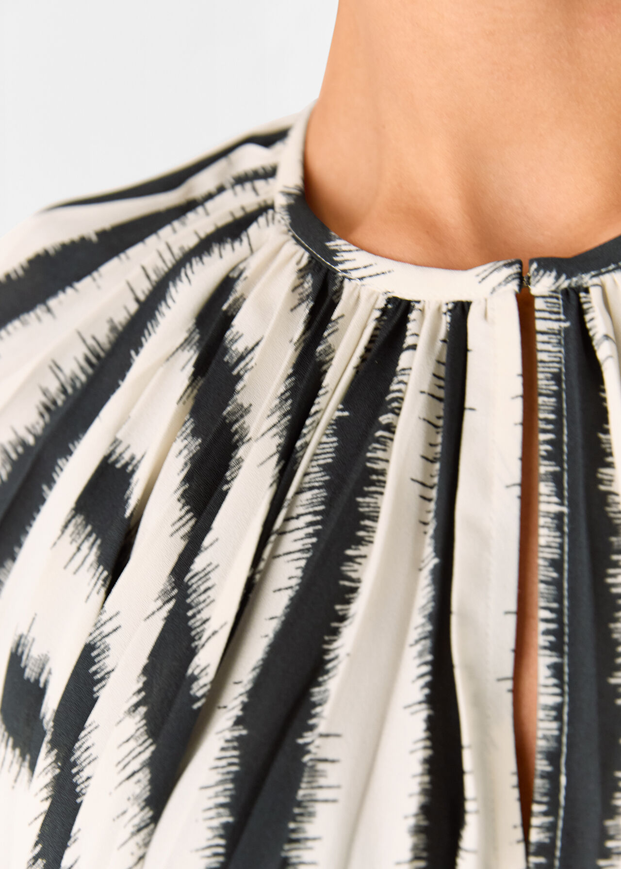 Hazy Stripe Pleated Blouse