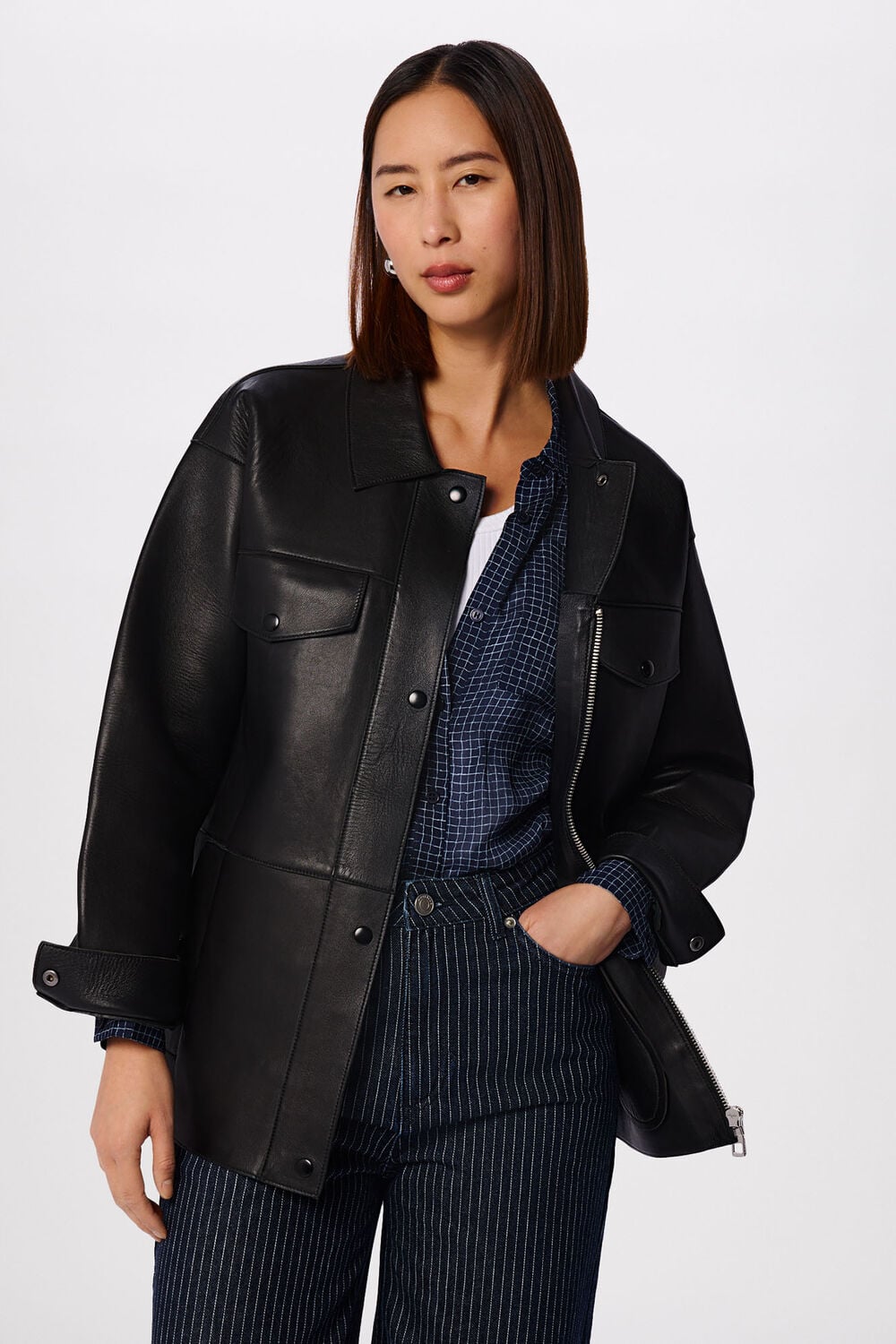 Petite Clean Bonded Leather Jacket