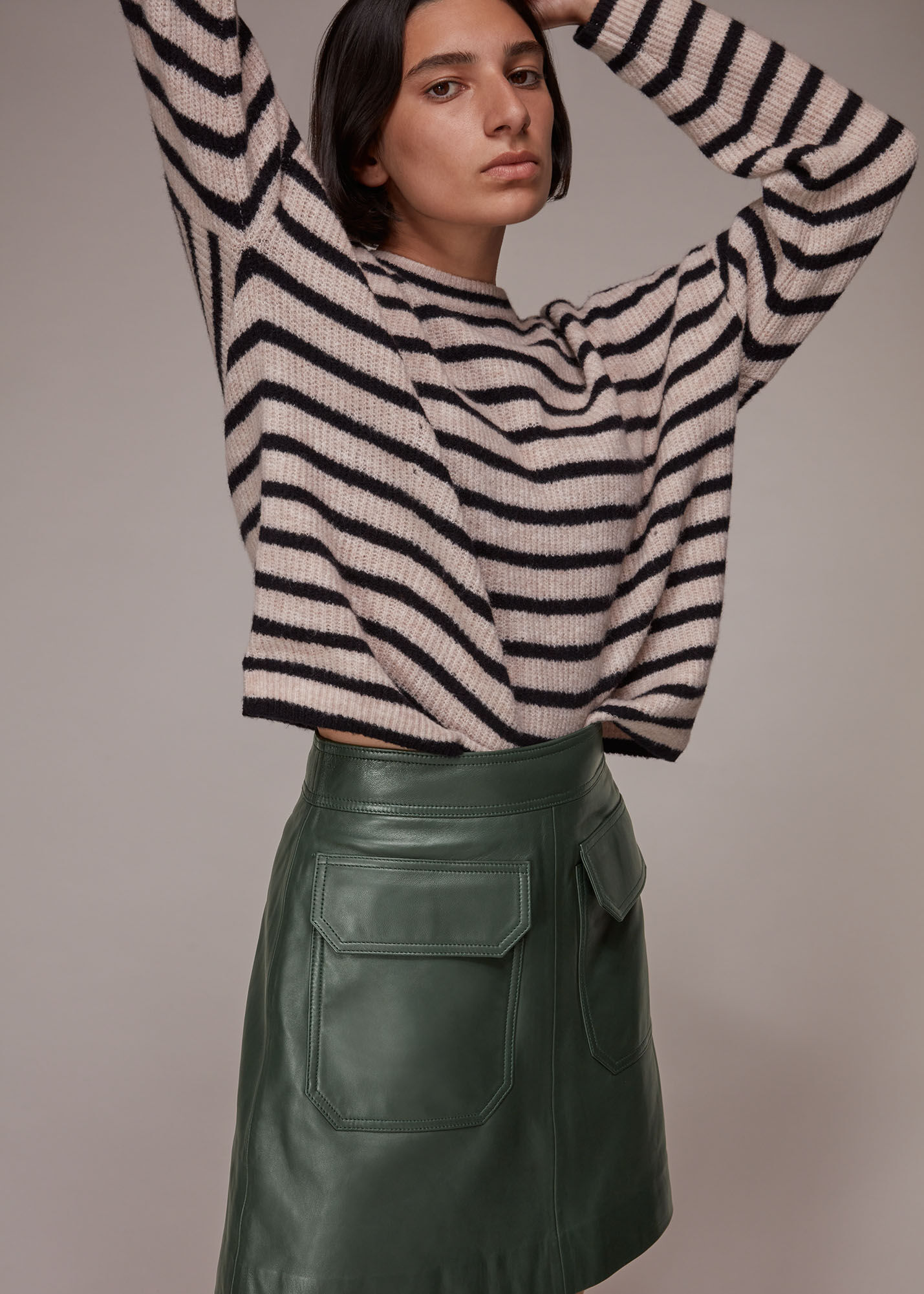 Leather skirt pockets on sale