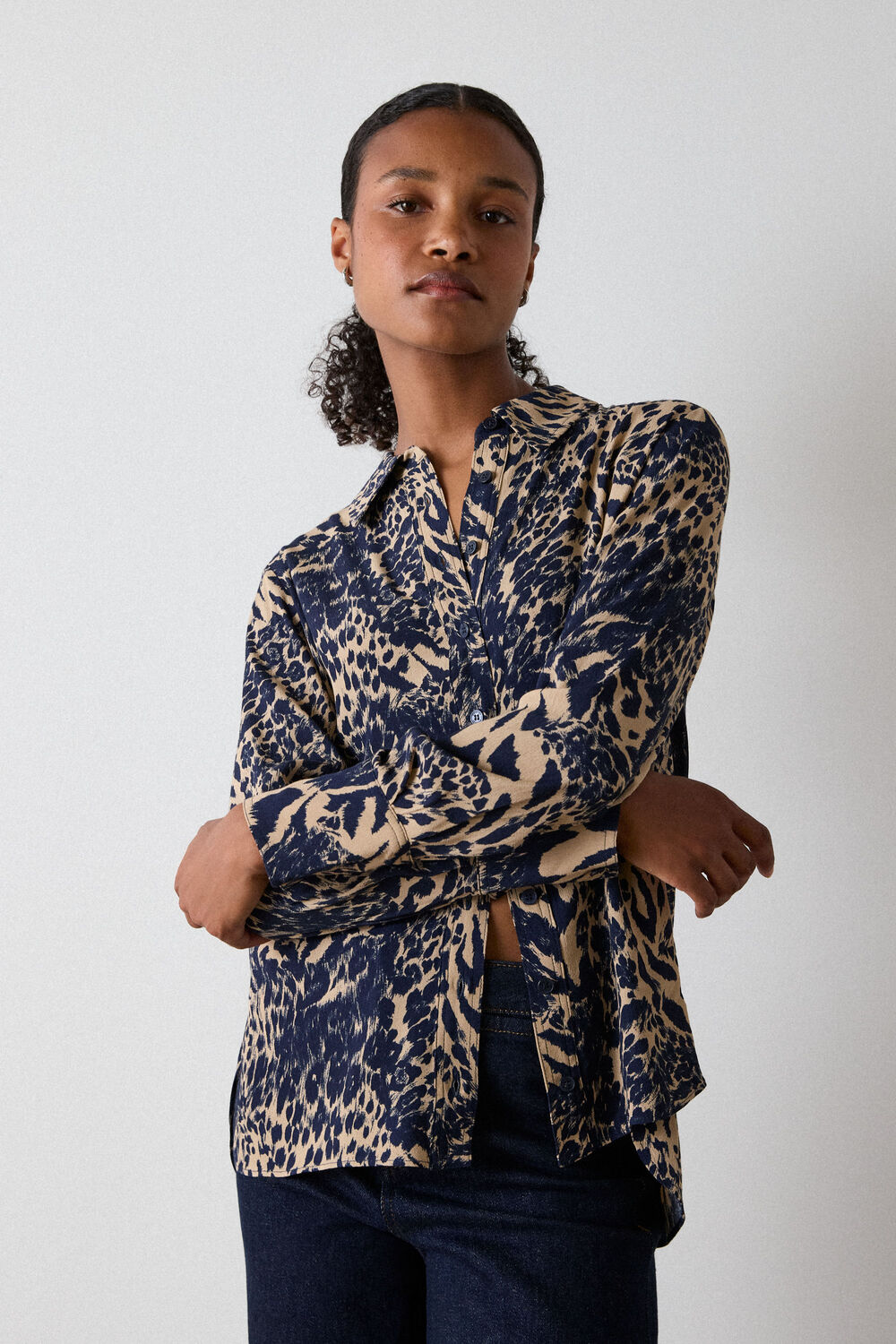 Patchwork Leopard Print Shirt