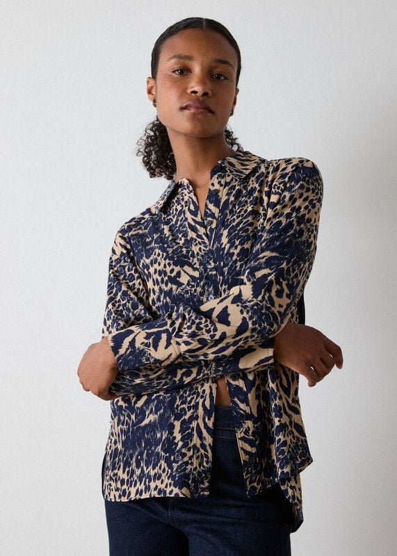 Patchwork Leopard Print Shirt