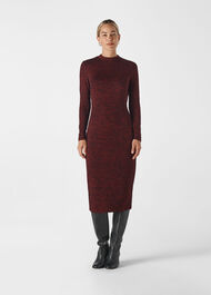 Animal Jersey Jacquard Dress Burgundy