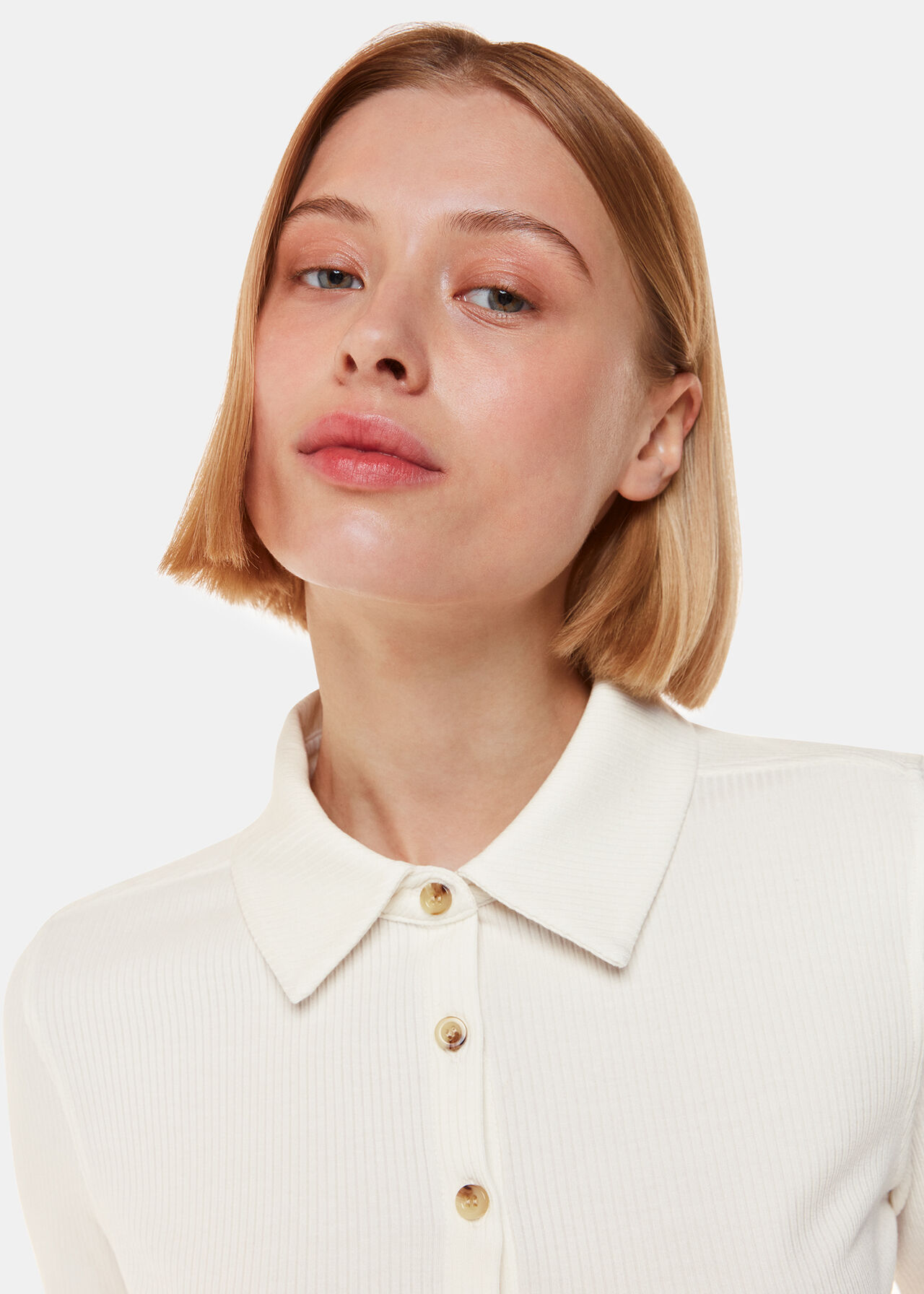 Ivory Grace Ribbed Polo, WHISTLES
