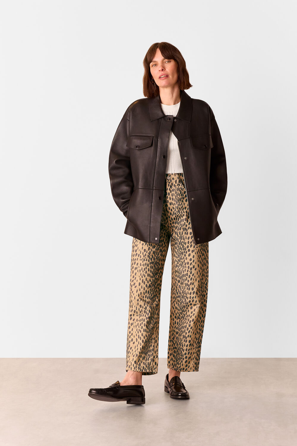 Animal Spot Barrel Leg Jean