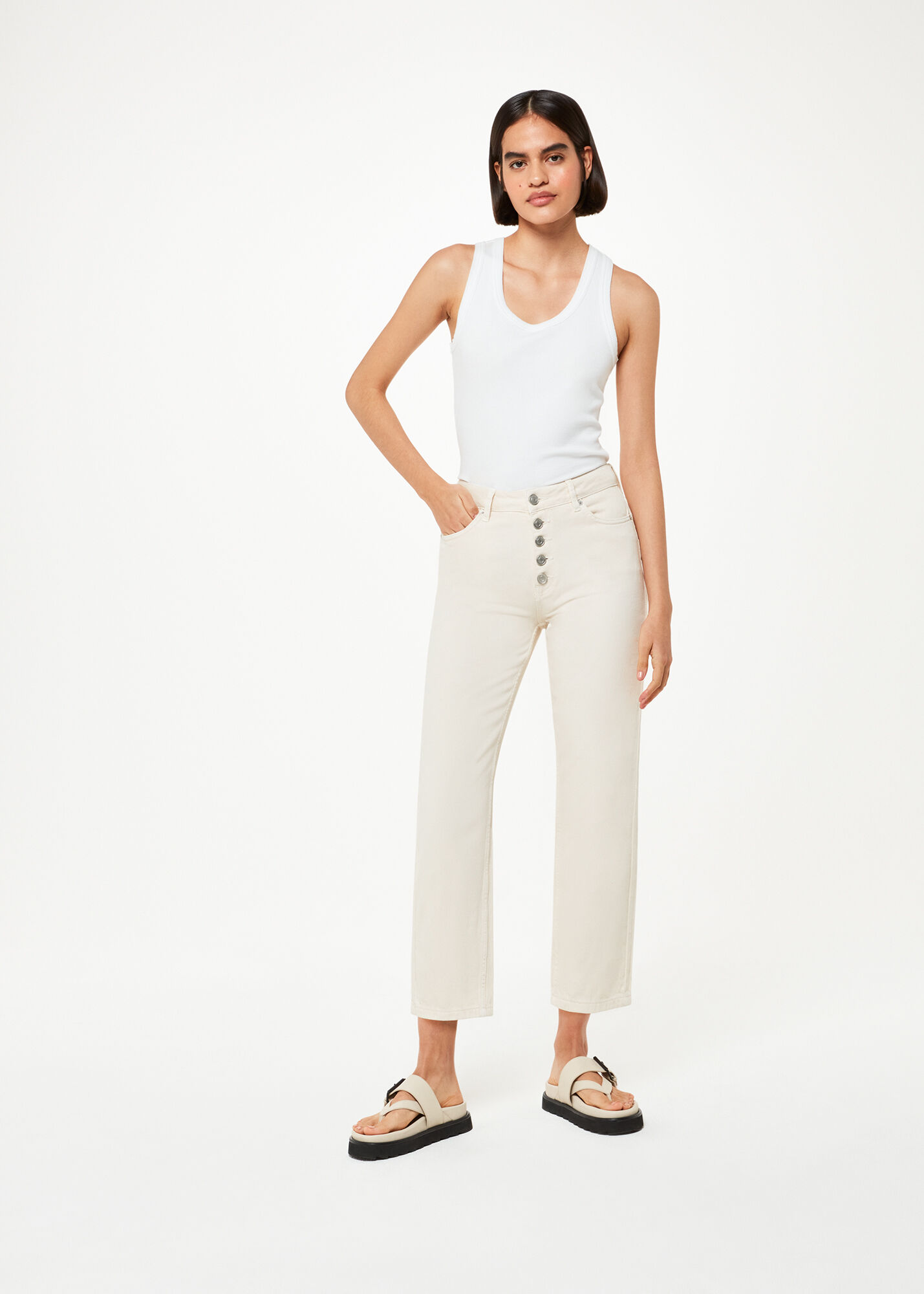 Ivory Authentic Hollie Button Jean | WHISTLES
