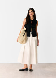 Cotton Waisted Midi Skirt