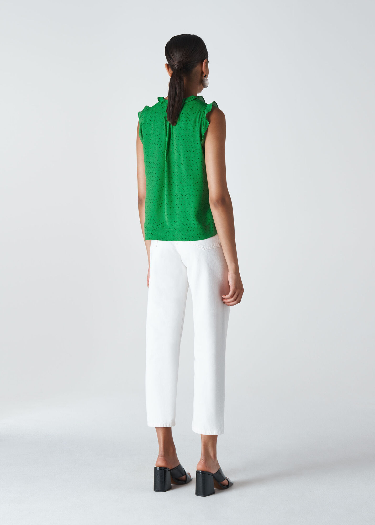 Green/Multi Micro Spot Emily Frill Top WHISTLES Whistles UK