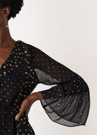Metallic Dobby Ruffle Dress