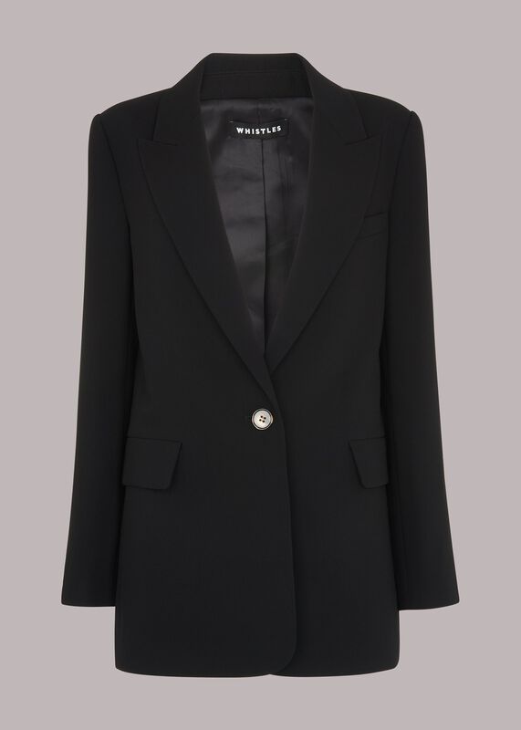Black Petite Crepe Boyfriend Blazer