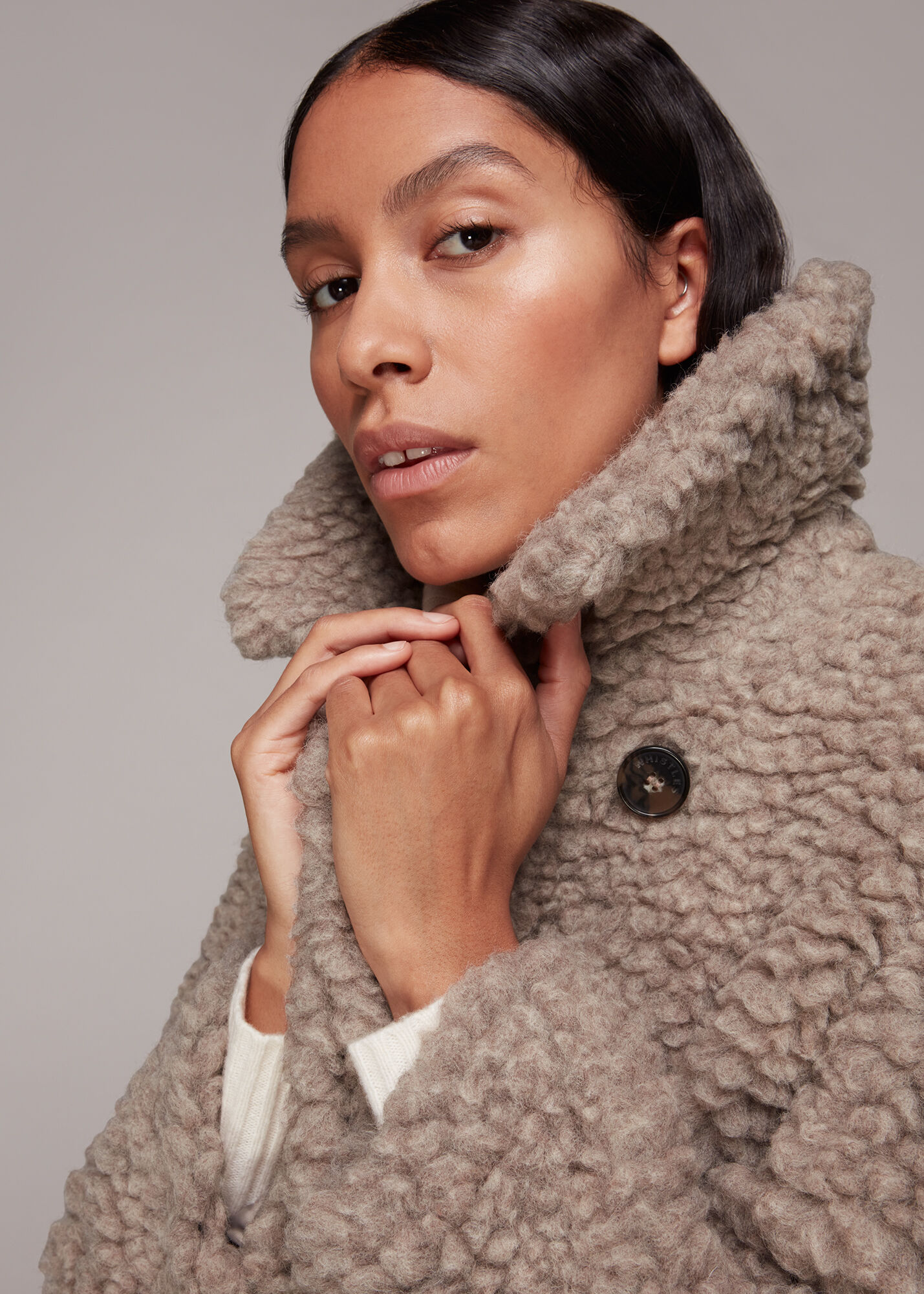 Grey Lottie Teddy Wool Coat WHISTLES