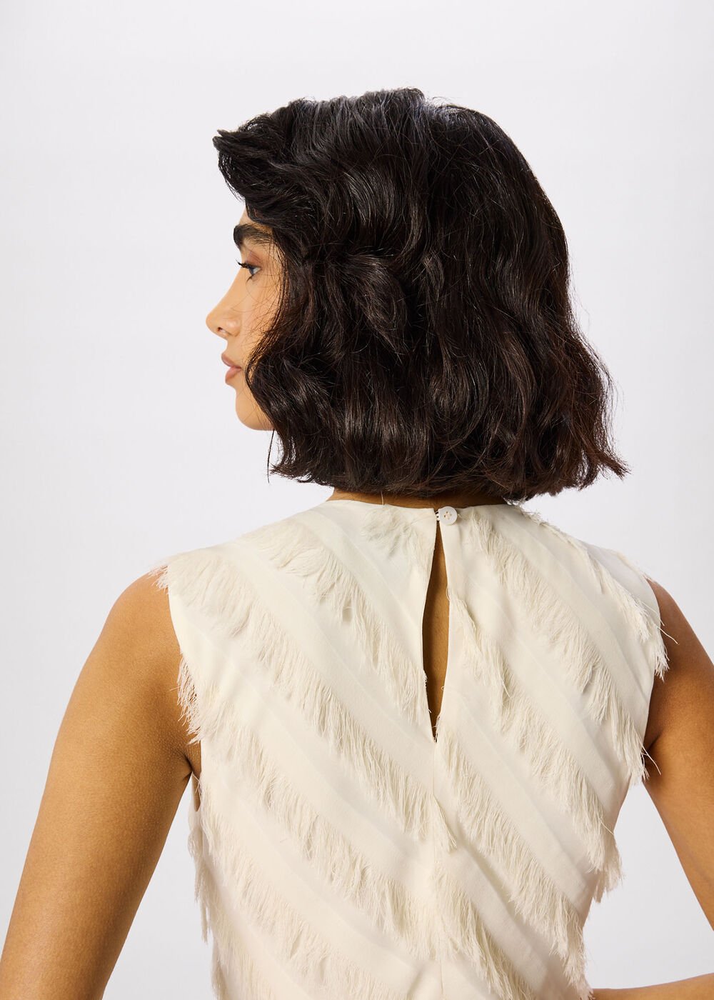 Diagonal Fringe Textured Dress