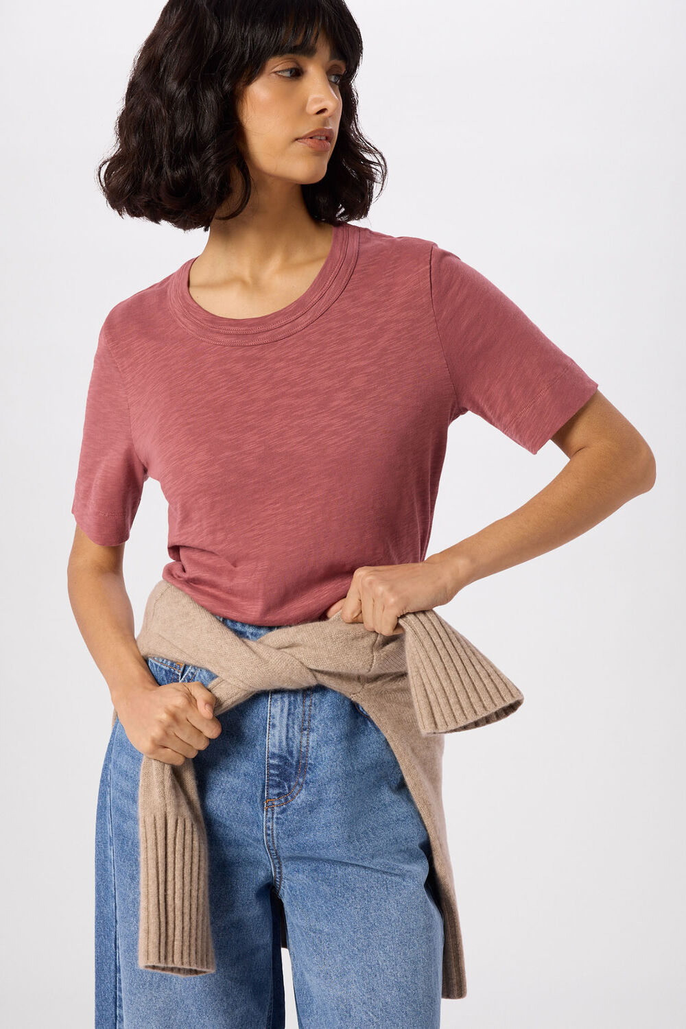 Dark Pink Rosa Double Trim T-Shirt