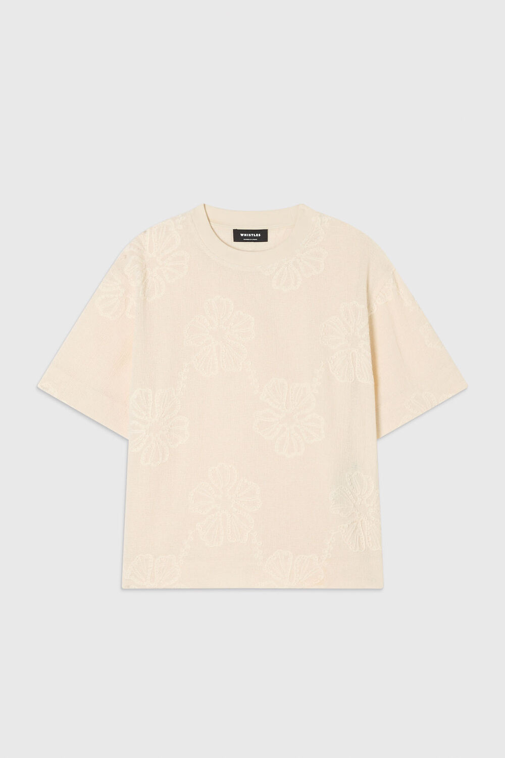 Ivory Textured Floral Jersey Top
