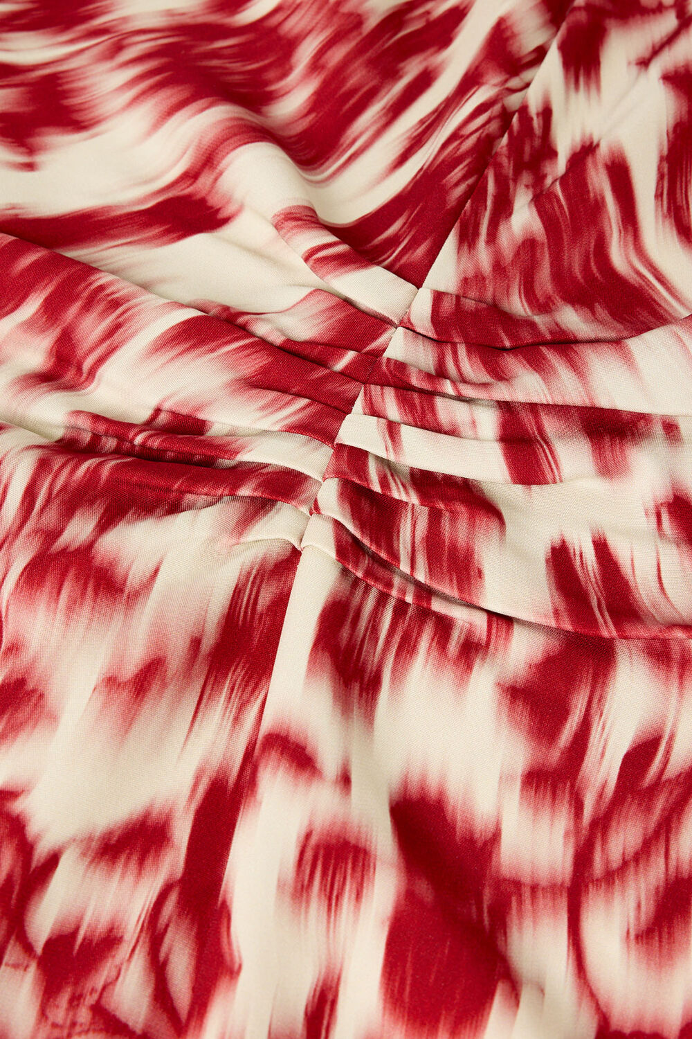 Red Blurred Floral Crepe Dress