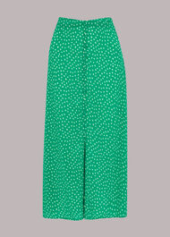 Spot Print Button Skirt
