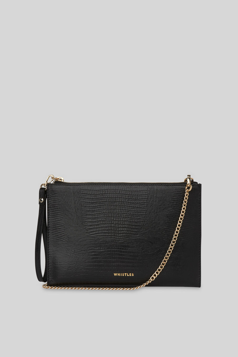 Hampton Lizard Chain Pouch Black
