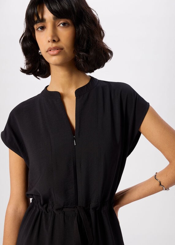 Black Sleeveless Drawstring Jumpsuit