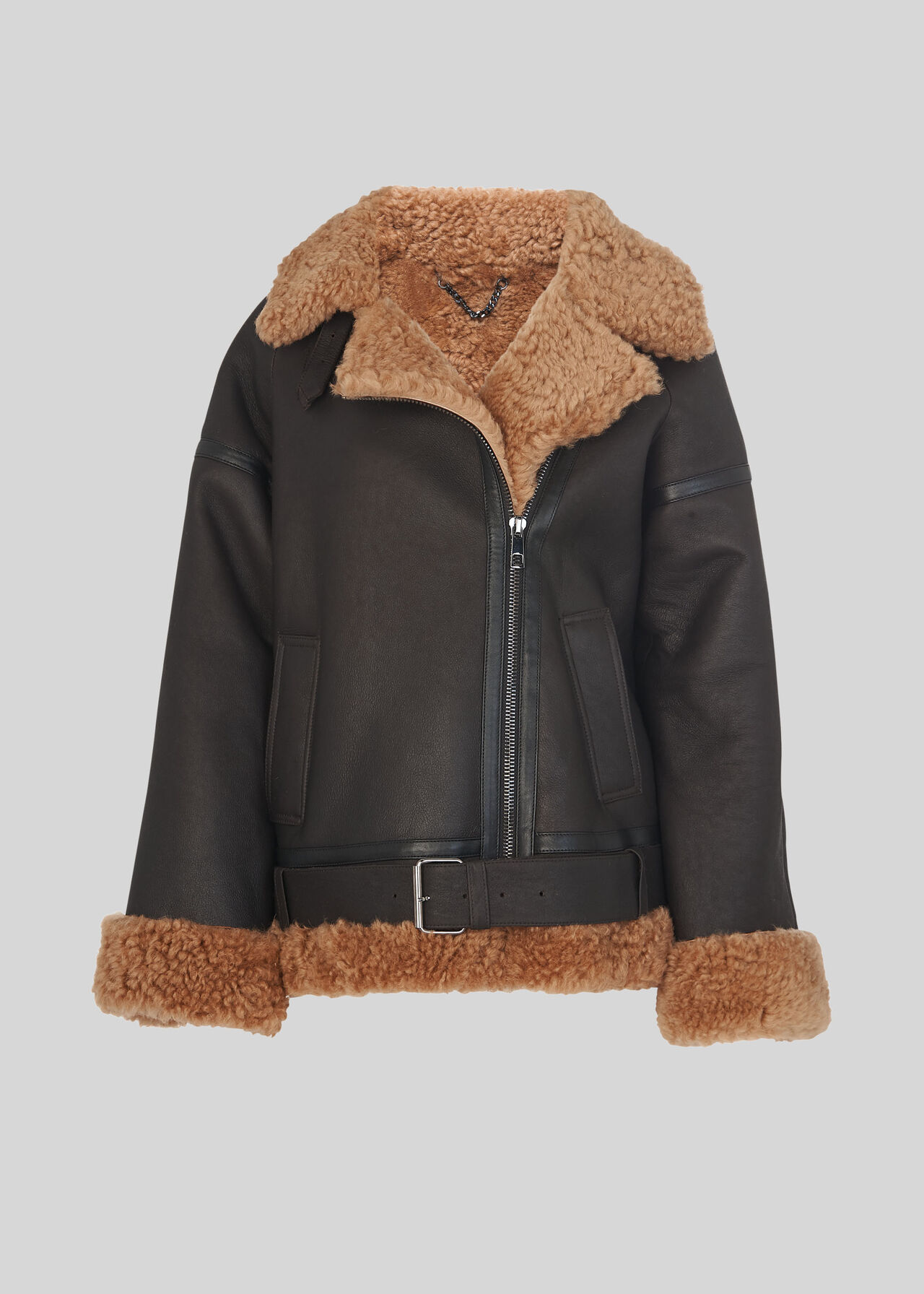 Shearling Brooke Biker Jacket Black