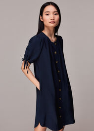 Navy Frankie Button Through Dress | WHISTLES | Whistles UK