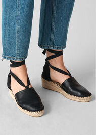 River Espadrille Tie Sandal Black