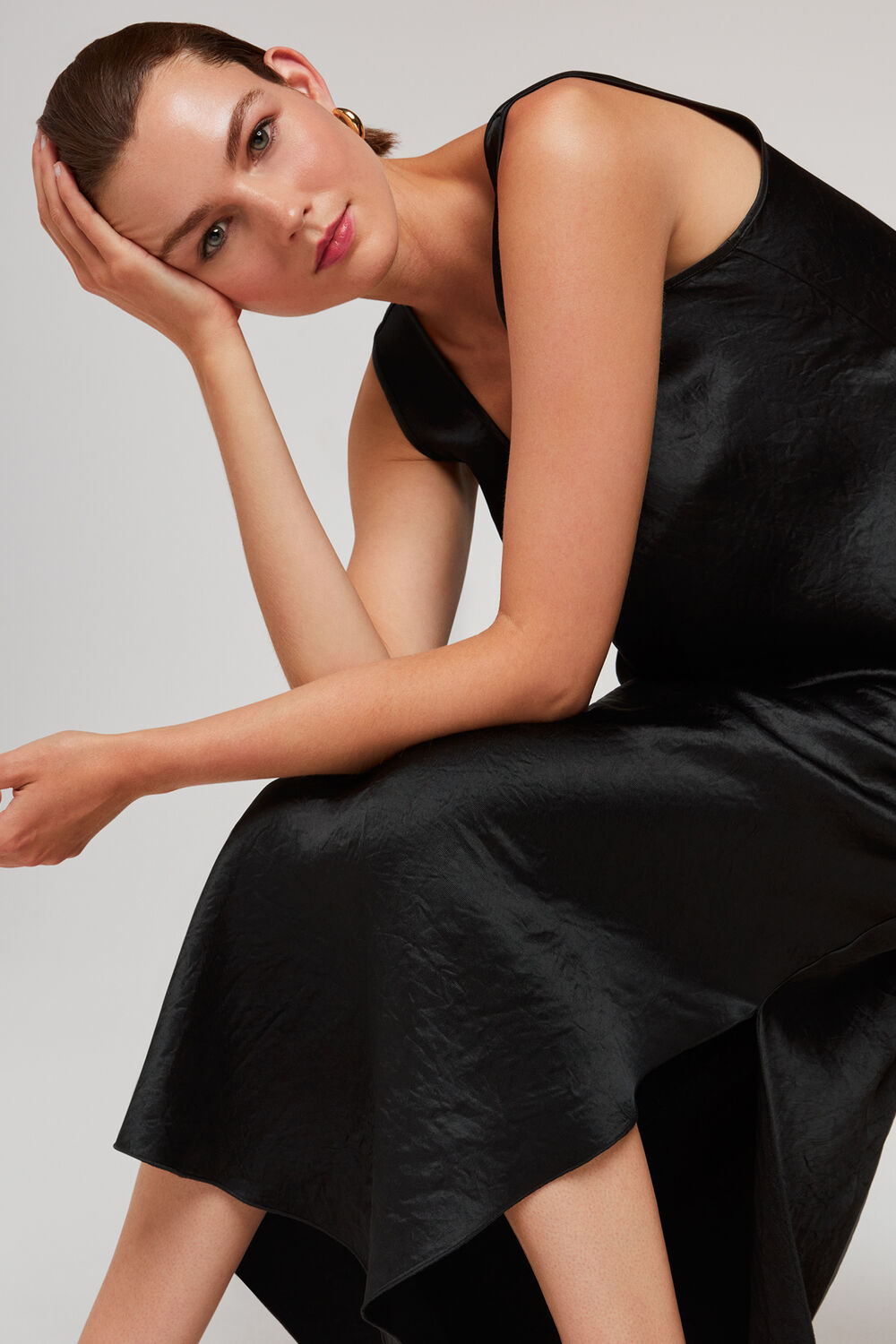 Black Ella Bias Cut Skirt