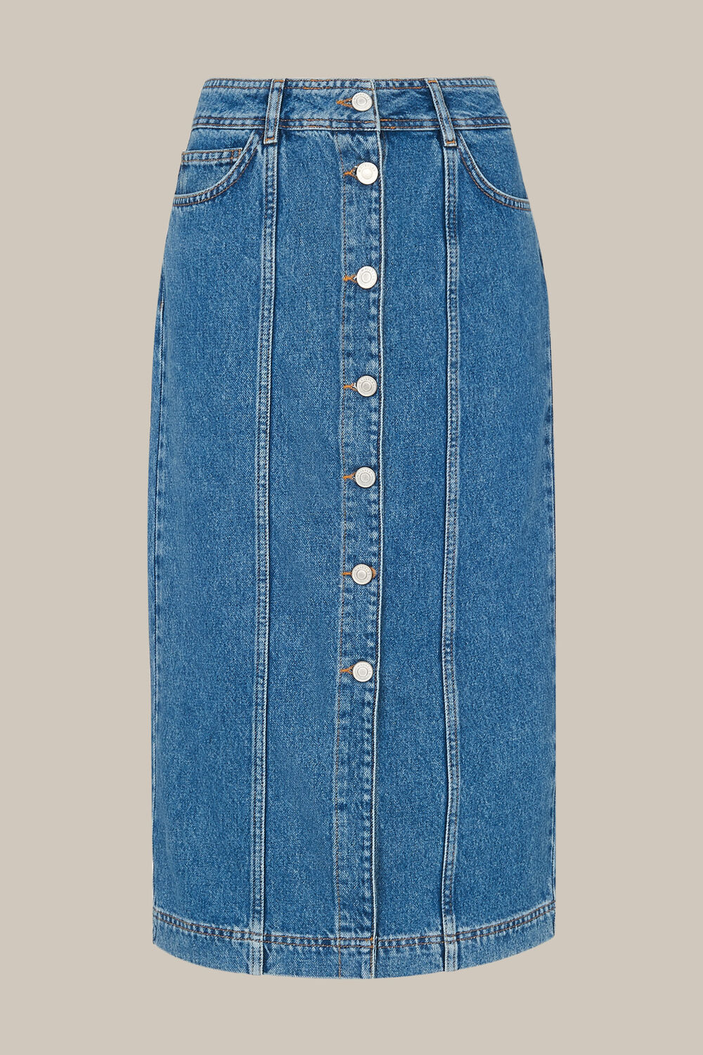 Button Through Denim Skirt