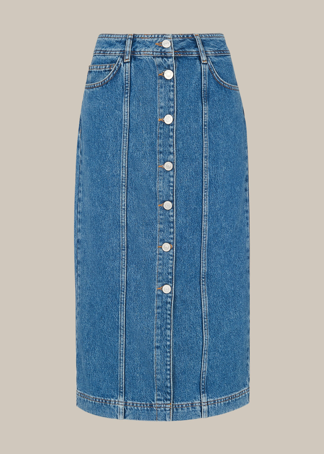 Button Through Denim Skirt