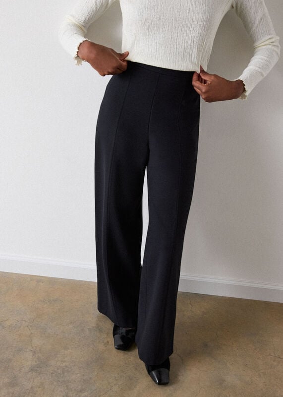 Black Ponte Wide Leg Trouser